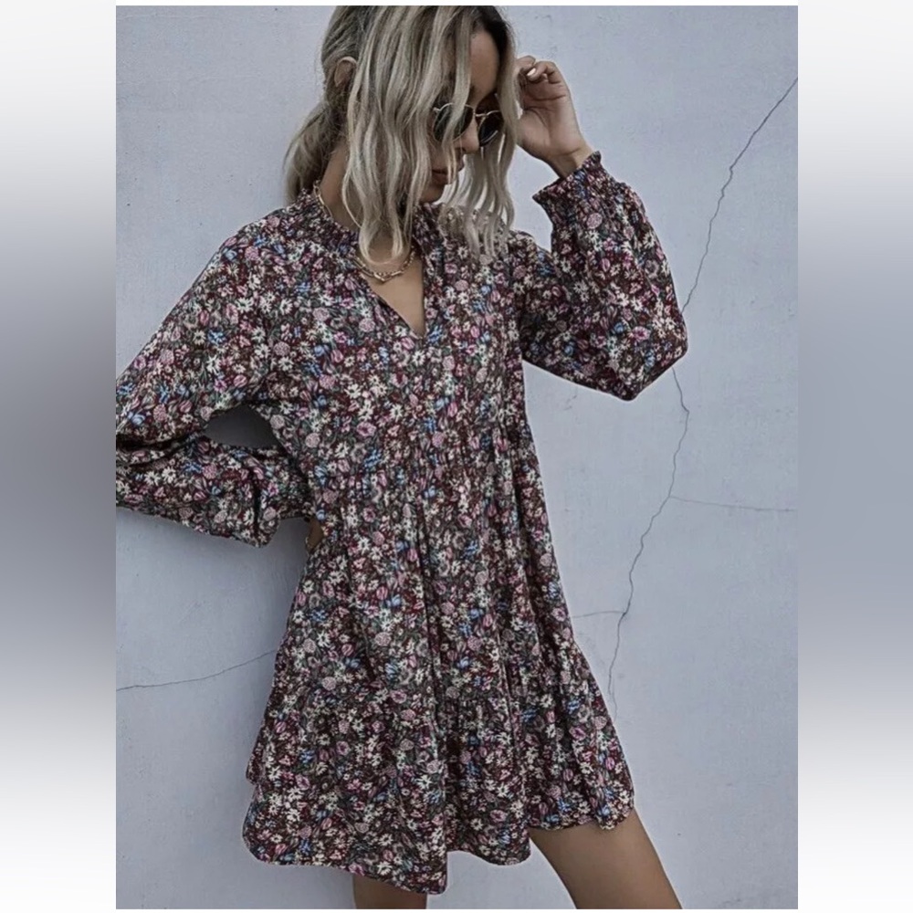 BCBGeneration Women's Long Sleeve Fit & Flare Dress Multi Size XS